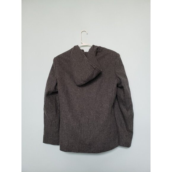 Requirements Womens 12 Jacket Long Sleeve Full Zip Gray Hooded Wool Blend Lined - Picture 2 of 7